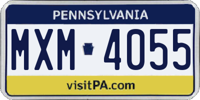 PA license plate MXM4055