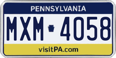 PA license plate MXM4058