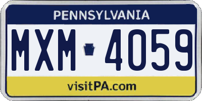 PA license plate MXM4059