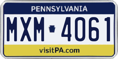 PA license plate MXM4061