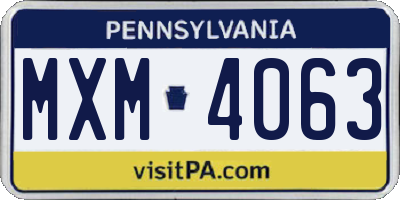 PA license plate MXM4063