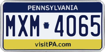 PA license plate MXM4065