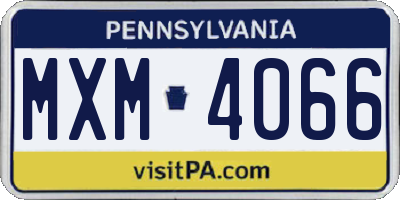 PA license plate MXM4066