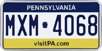 PA license plate MXM4068