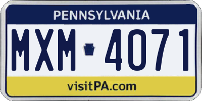 PA license plate MXM4071