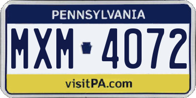 PA license plate MXM4072