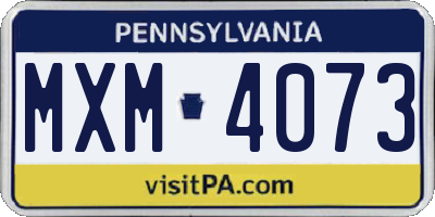 PA license plate MXM4073