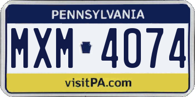 PA license plate MXM4074