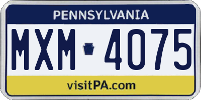 PA license plate MXM4075