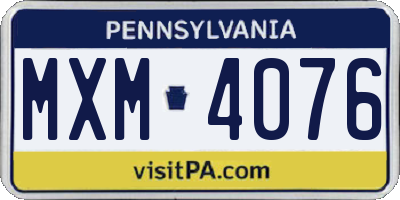 PA license plate MXM4076