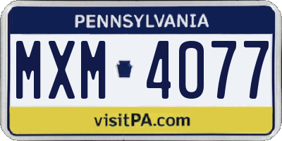PA license plate MXM4077