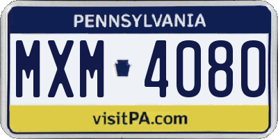 PA license plate MXM4080