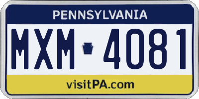 PA license plate MXM4081