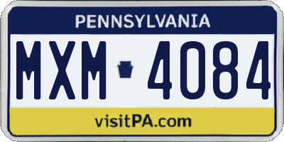 PA license plate MXM4084