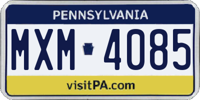 PA license plate MXM4085