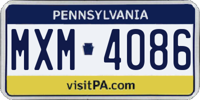 PA license plate MXM4086