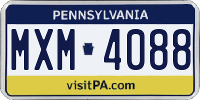 PA license plate MXM4088