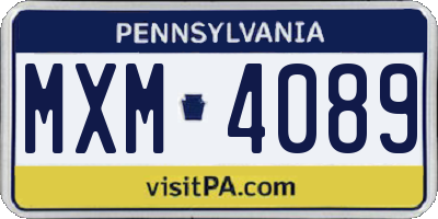 PA license plate MXM4089