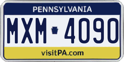 PA license plate MXM4090