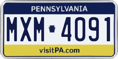 PA license plate MXM4091