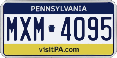 PA license plate MXM4095