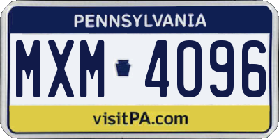PA license plate MXM4096