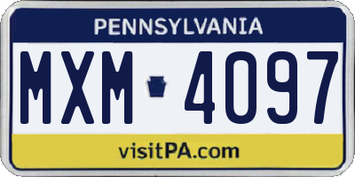 PA license plate MXM4097
