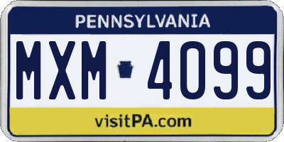 PA license plate MXM4099