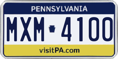 PA license plate MXM4100