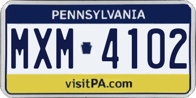 PA license plate MXM4102