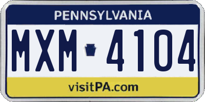 PA license plate MXM4104
