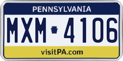 PA license plate MXM4106