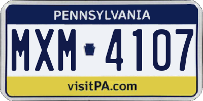 PA license plate MXM4107