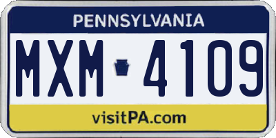 PA license plate MXM4109