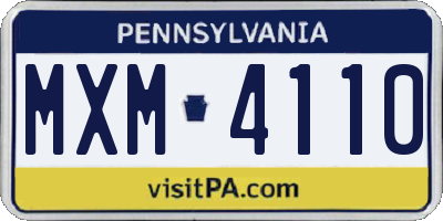 PA license plate MXM4110