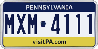 PA license plate MXM4111