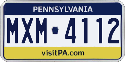 PA license plate MXM4112