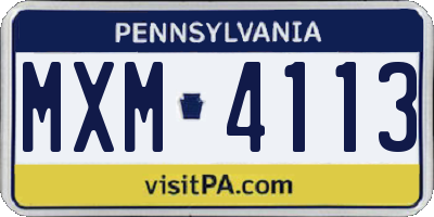 PA license plate MXM4113