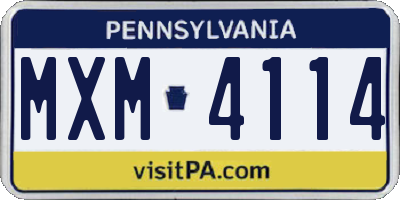 PA license plate MXM4114