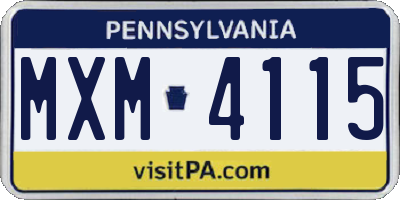 PA license plate MXM4115