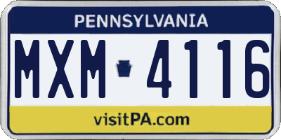 PA license plate MXM4116