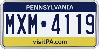 PA license plate MXM4119