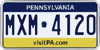 PA license plate MXM4120