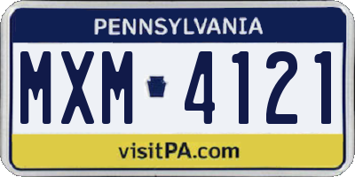 PA license plate MXM4121