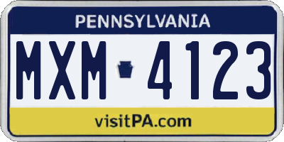 PA license plate MXM4123