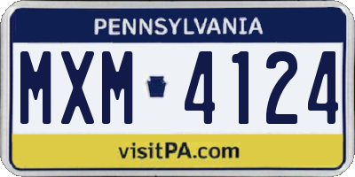 PA license plate MXM4124