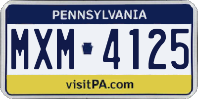 PA license plate MXM4125