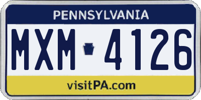 PA license plate MXM4126