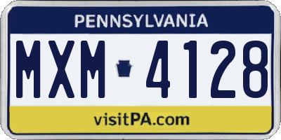 PA license plate MXM4128