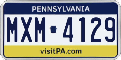 PA license plate MXM4129